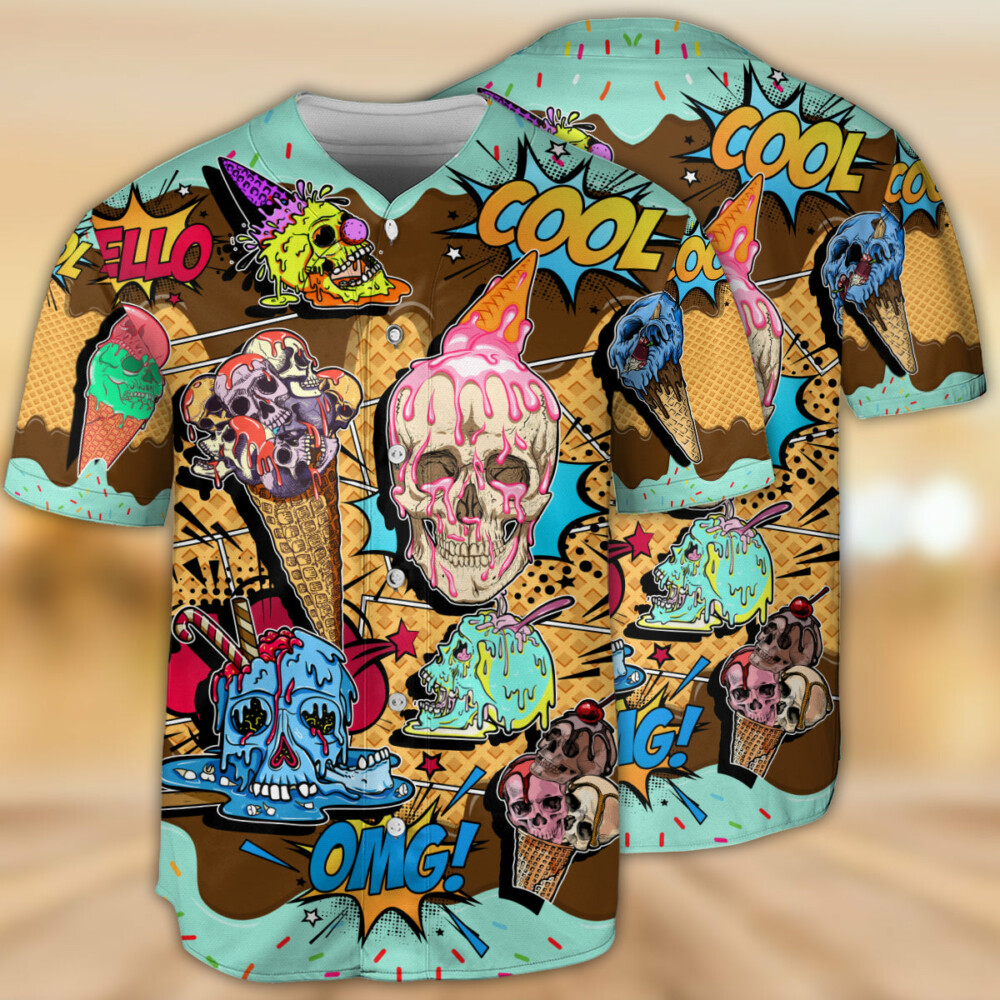Skull Ice Cream - Baseball Jersey - Owl Ohh - Owl Ohh