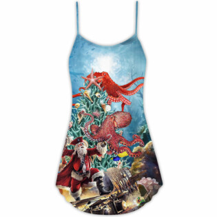 Octopus And Santa Merry Chrismas - V-neck Sleeveless Cami Dress - Owl Ohh - Owl Ohh