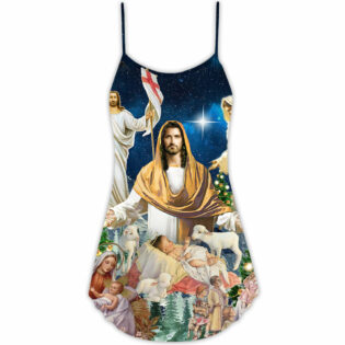 Christmas Jesus Miracle Night - V-neck Sleeveless Cami Dress - Owl Ohh - Owl Ohh