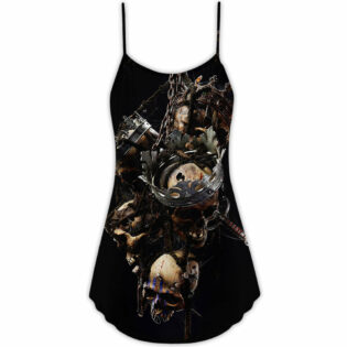 Skull Only In Their Death Can A King Live Forever - V-neck Sleeveless Cami Dress - Owl Ohh - Owl Ohh