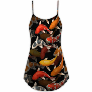 Koi Fish Basic Style - V-neck Sleeveless Cami Dress - Owl Ohh - Owl Ohh