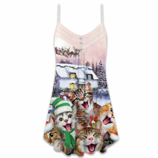 Christmas Cat I'm The Only One You Need - V-neck Sleeveless Cami Dress - Owl Ohh - Owl Ohh