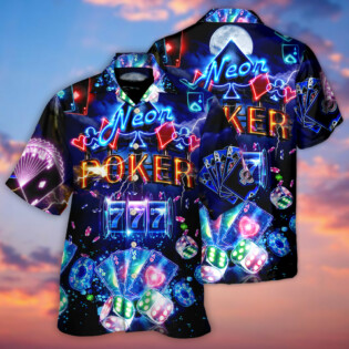 Poker Neon Casino Slot Machine With Jackpot - Hawaiian Shirt - Owl Ohh for men and women, kids - Owl Ohh