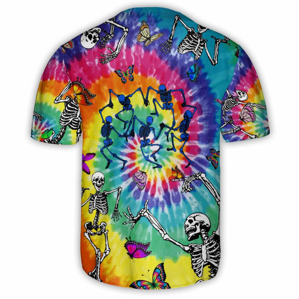 Hippie Skull Hippie Dancing With Butterfly - Baseball Jersey - Owl Ohh - Owl Ohh