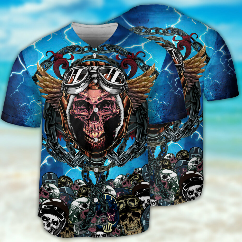 Skull And Helmet Style - Baseball Jersey - Owl Ohh - Owl Ohh