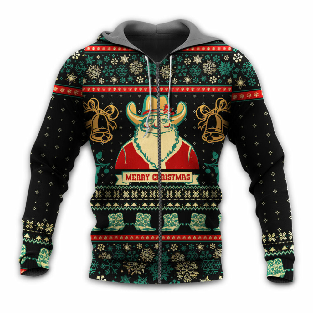 Christmas Cowboy Santa Christmas Old Man - Hoodie - Owl Ohh - Owl Ohh