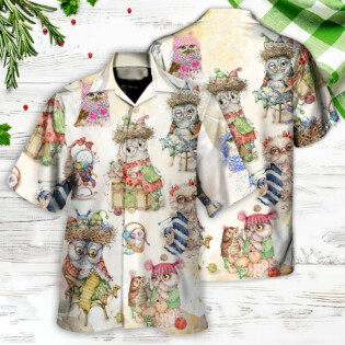 Owl Knitting Is Happy Place - Hawaiian Shirt - Owl Ohh for men and women, kids - Owl Ohh