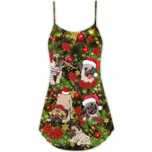 Christmas Have Yourself A Merry Little Pugmas - V-neck Sleeveless Cami Dress - Owl Ohh - Owl Ohh