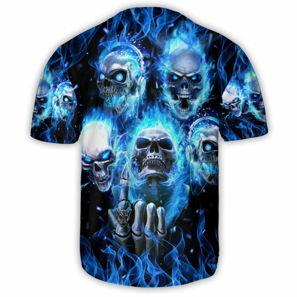Skull Blue Skull Angry Style - Baseball Jersey - Owl Ohh - Owl Ohh