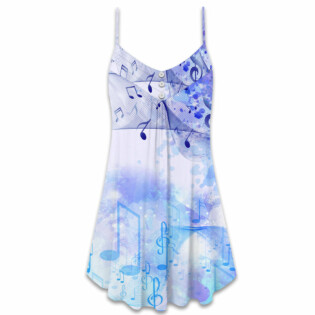 Music Watercolor Music Notes - V-neck Sleeveless Cami Dress - Owl Ohh - Owl Ohh