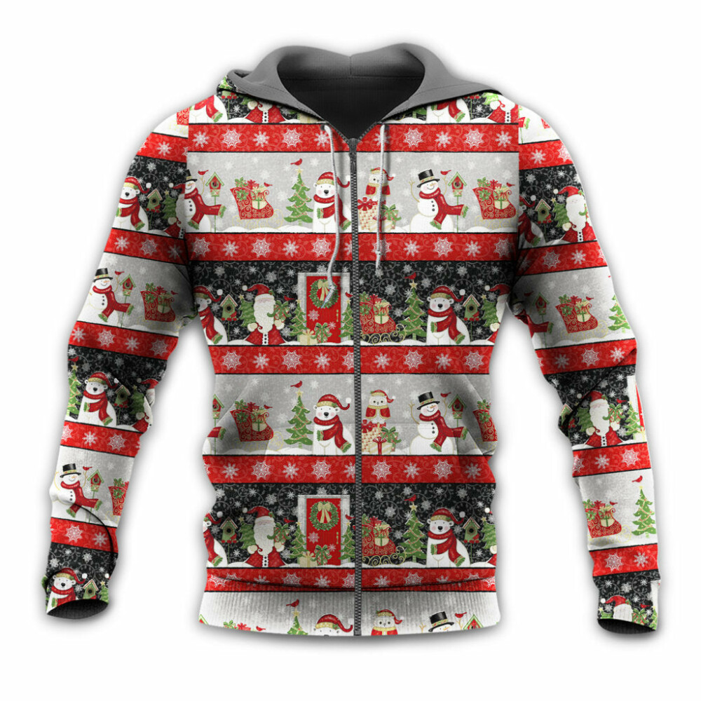 Christmas Santa Claus And Snowman Happy Xmas - Hoodie - Owl Ohh - Owl Ohh