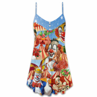 Clown Happy Snow Christmas Flowers - V-neck Sleeveless Cami Dress - Owl Ohh - Owl Ohh