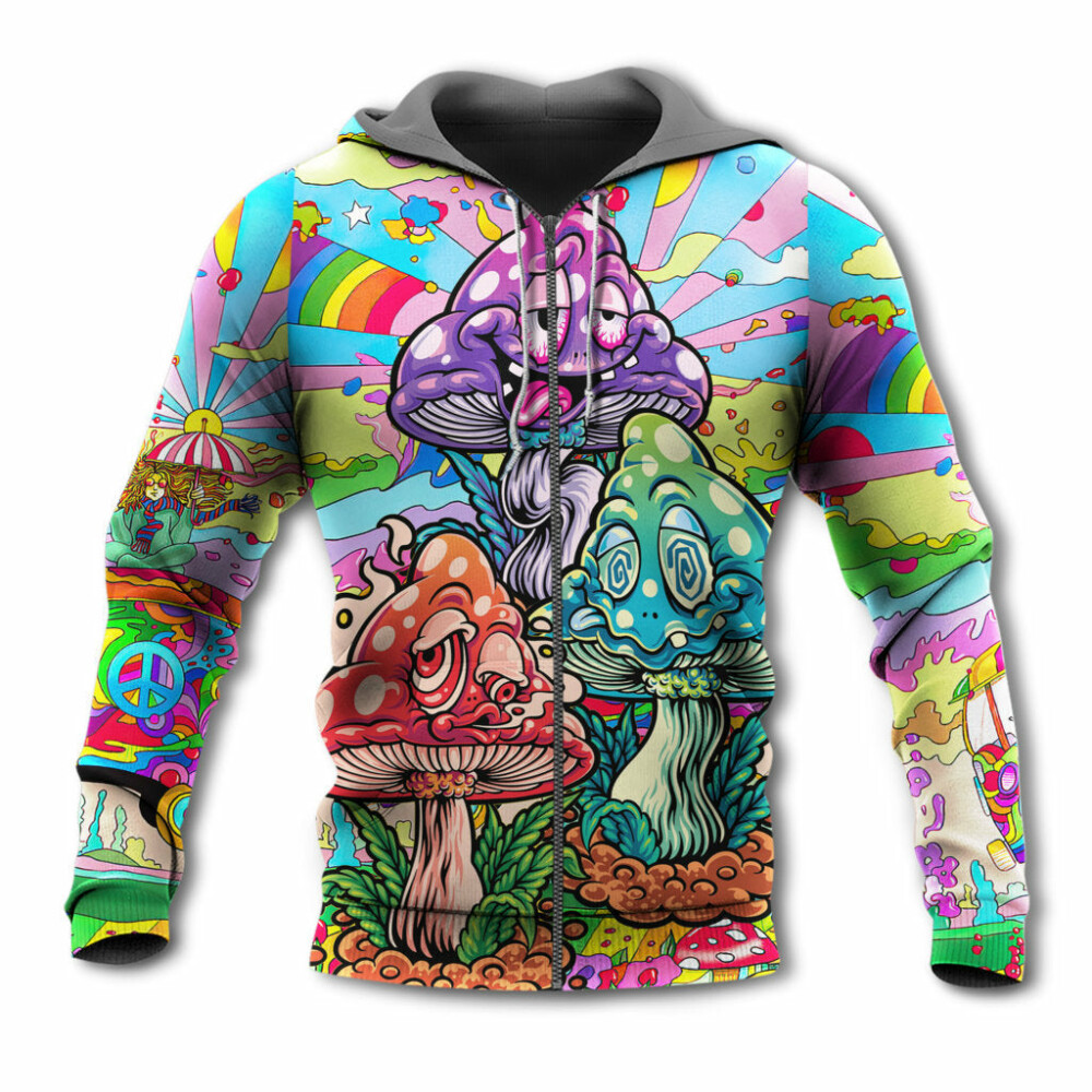 Hippie Mushroom Colorful Hippie Happy Life - Hoodie - Owl Ohh - Owl Ohh