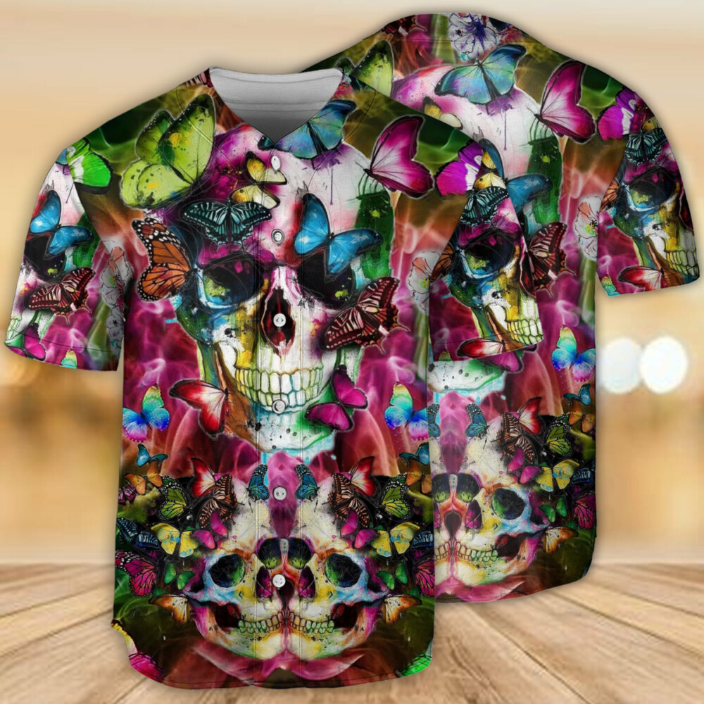 Skull Love Butterfly - Baseball Jersey - Owl Ohh - Owl Ohh