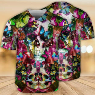 Skull Love Butterfly - Baseball Jersey - Owl Ohh - Owl Ohh