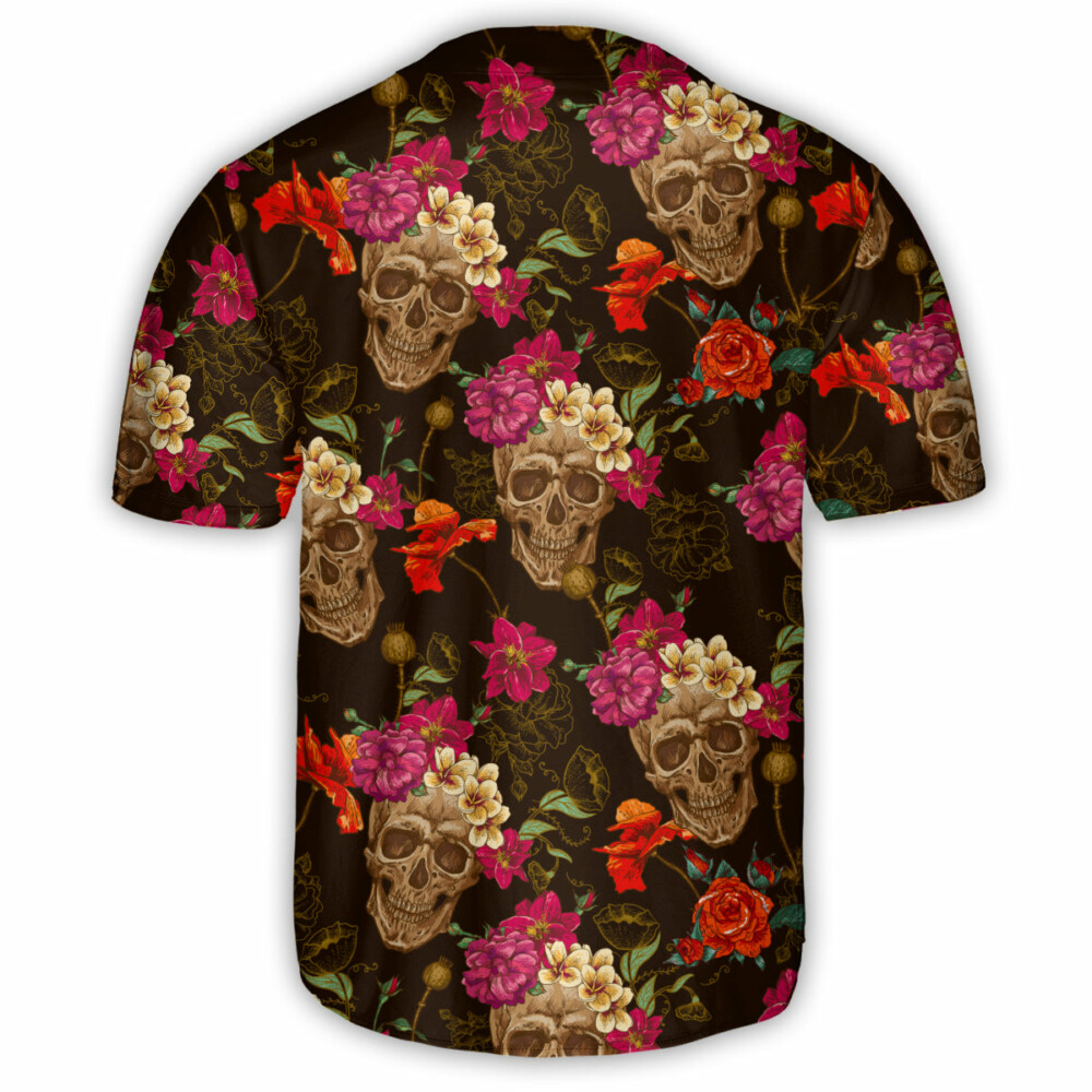 Skull Amazing Flowers Sugar - Baseball Jersey - Owl Ohh - Owl Ohh