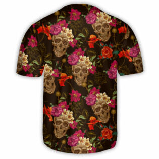 Skull Amazing Flowers Sugar - Baseball Jersey - Owl Ohh - Owl Ohh