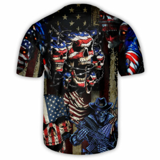 Skull America Angry - Baseball Jersey - Owl Ohh - Owl Ohh