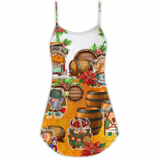 Christmas Viking Loves Beer Funny - V-neck Sleeveless Cami Dress - Owl Ohh - Owl Ohh
