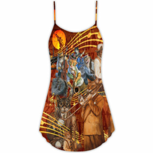 Cat To Be A Jazz - V-neck Sleeveless Cami Dress - Owl Ohh - Owl Ohh