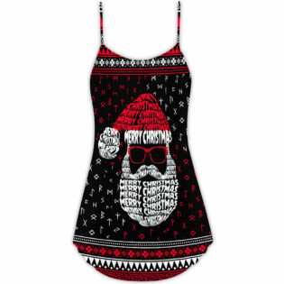 Christmas Santa Claus Retro Viking Pattern - V-neck Sleeveless Cami Dress - Owl Ohh - Owl Ohh