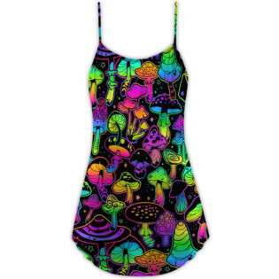 Mushroom Stunning Neon Magic Amazing Style - V-neck Sleeveless Cami Dress - Owl Ohh - Owl Ohh