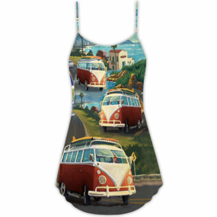 Hippie Van Life Style Love Beach - V-neck Sleeveless Cami Dress - Owl Ohh - Owl Ohh