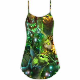 Cat Love Night And Star Mysterious - V-neck Sleeveless Cami Dress - Owl Ohh - Owl Ohh