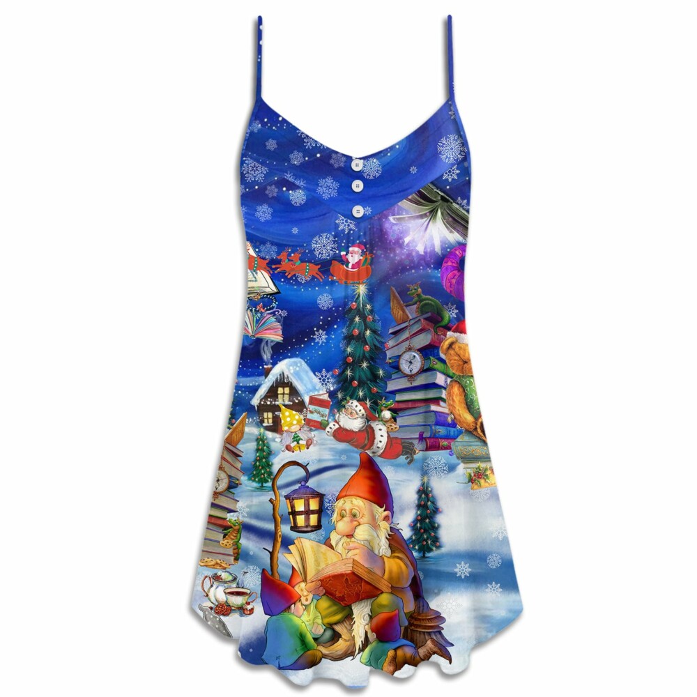 Christmas Reading Book Make Me Happy - V-neck Sleeveless Cami Dress - Owl Ohh - Owl Ohh