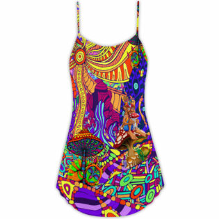 Hippie Colorful Love Life - V-neck Sleeveless Cami Dress - Owl Ohh - Owl Ohh