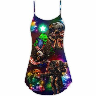 Veteran Christmas Merry Christmas Scaried Style - V-neck Sleeveless Cami Dress - Owl Ohh - Owl Ohh