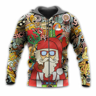 Christmas Hippie Santa Claus Love & Peace Cartoon Style - Hoodie - Owl Ohh - Owl Ohh
