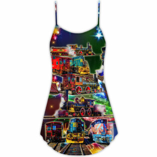 Train Vintage Merry Christmas Vibe - V-neck Sleeveless Cami Dress - Owl Ohh - Owl Ohh