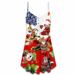 Christmas Santa Get Drunk At Christmas Party - V-neck Sleeveless Cami Dress - Owl Ohh - Owl Ohh