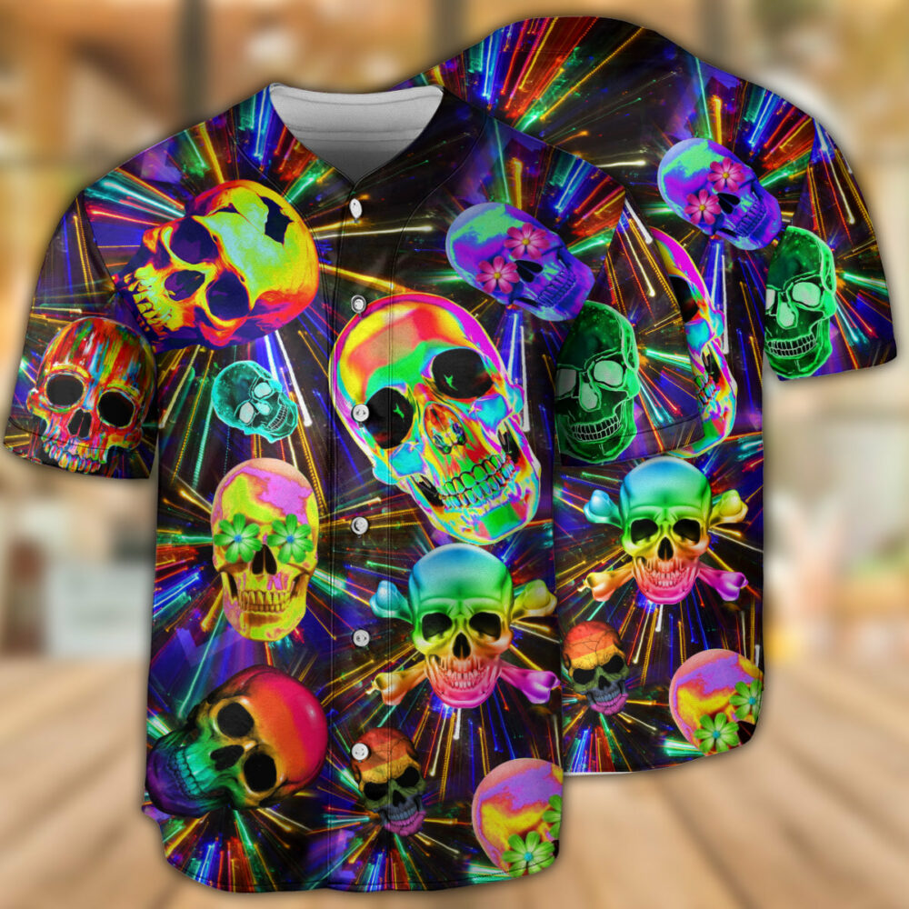 Skull Love Life Neon Style - Baseball Jersey - Owl Ohh - Owl Ohh