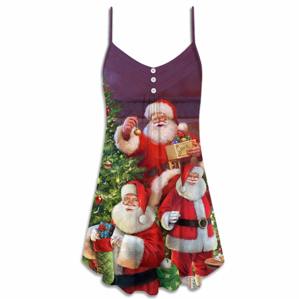 Christmas Funny Santa Claus Gift For Xmas So Happy - V-neck Sleeveless Cami Dress - Owl Ohh - Owl Ohh