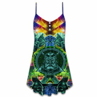 Viking Green Christmas Style - V-neck Sleeveless Cami Dress - Owl Ohh - Owl Ohh
