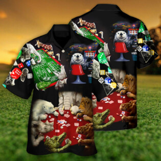 Casino Animals Gathered Around A Craps Table - Hawaiian Shirt - Owl Ohh - Owl Ohh