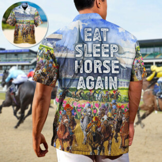 Horseback Riding Eat Sleep Horse Again - Hawaiian Shirt - Owl Ohh-Owl Ohh