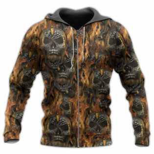 Skull Bullet Head Shot Fire - Hoodie - Owl Ohh - Owl Ohh
