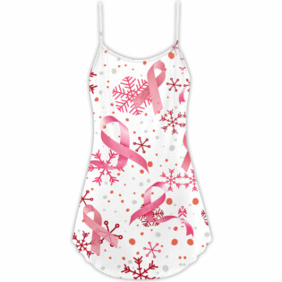 Christmas Breast Cancer Pink Ribbon - V-neck Sleeveless Cami Dress - Owl Ohh - Owl Ohh