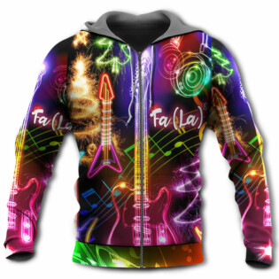 Christmas Guitar Tree Happy Glow Light Style - Hoodie - Owl Ohh - Owl Ohh
