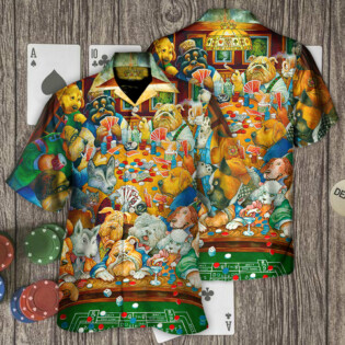 Gambling Dog Canines Playing Poker - Hawaiian Shirt - Owl Ohh for men and women, kids - Owl Ohh