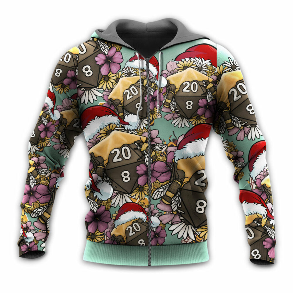 Christmas Honey Bee Dice D20 Christmas Vibe - Hoodie - Owl Ohh - Owl Ohh