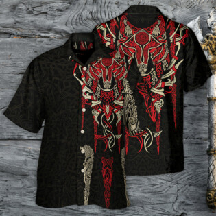 Viking Fenrir Wolf Head Norse Celtic - Hawaiian Shirt - Owl Ohh for men and women, kids - Owl Ohh