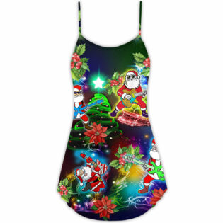 Music Funny Santa Merry Christmas Snow - V-neck Sleeveless Cami Dress - Owl Ohh - Owl Ohh