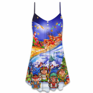 Native Funny Christmas Style - V-neck Sleeveless Cami Dress - Owl Ohh - Owl Ohh