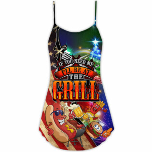 Food America Back I Will Be At The Grill Christmas - V-neck Sleeveless Cami Dress - Owl Ohh - Owl Ohh