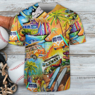 Hippie Bus Hippie Beach Vibe - Baseball Jersey - Owl Ohh - Owl Ohh