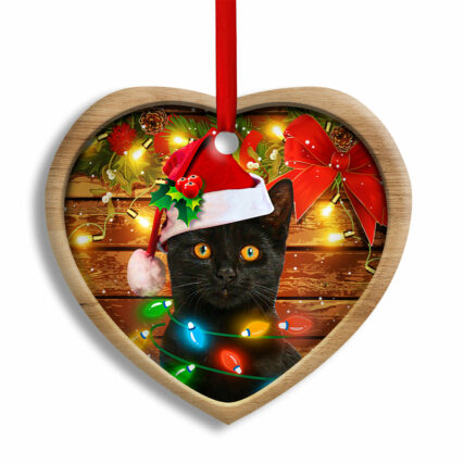 Christmas Black Cat Funny Xmas Light Decor Tree Hanging - Heart Ornament - Owl Ohh - Owl Ohh